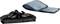Floor sweeping system with a black brush head and blue microfibre cover. Ideal for cleaning smooth surfaces.