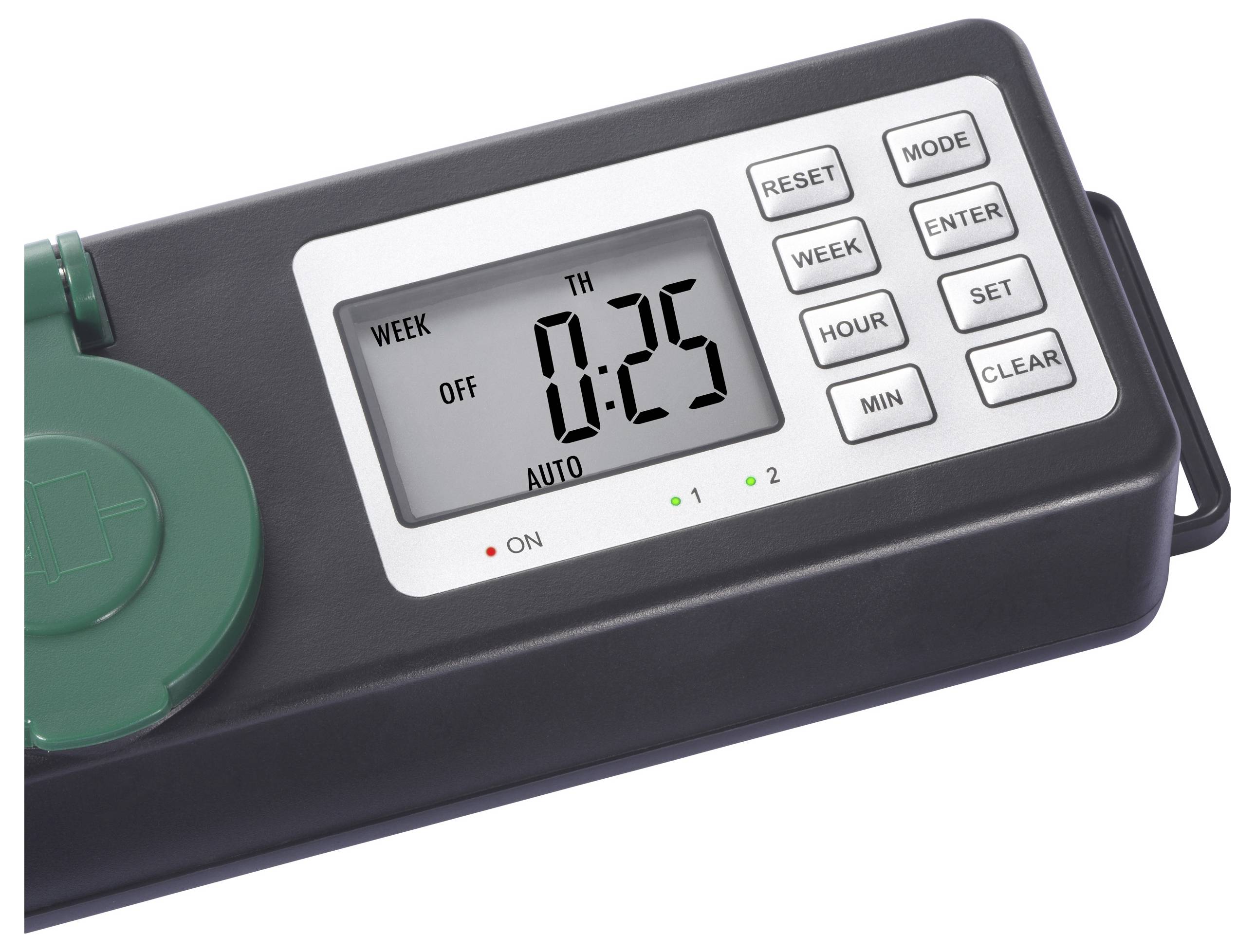 Sygonix SY-6786454 Weatherproof power strip (+ timer) 3x Black, Green PG connector 1 pc(s)-4