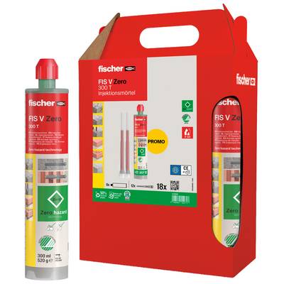Fischer FIS V Zero 300 T injection mortar kit in red box with one cartridge and promo label.