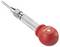 Silver tool handle with textured surface and red head featuring the inscription 'TOOLCRAFT'.