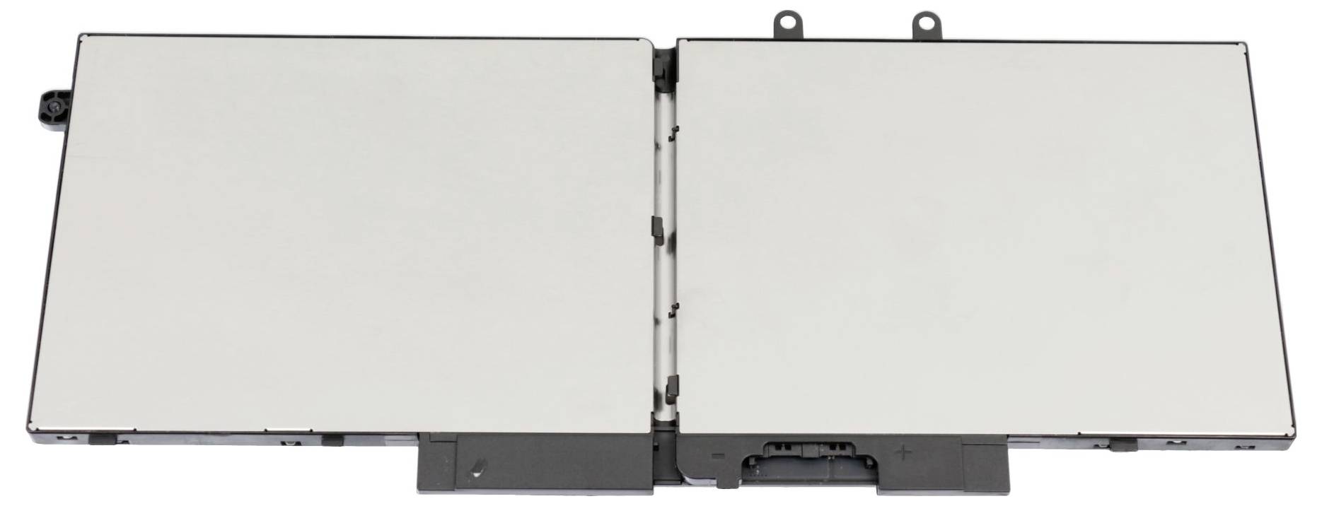 A laptop battery with two cells positioned side by side.