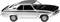 Silver-black model car in a classic coupé design, side view.