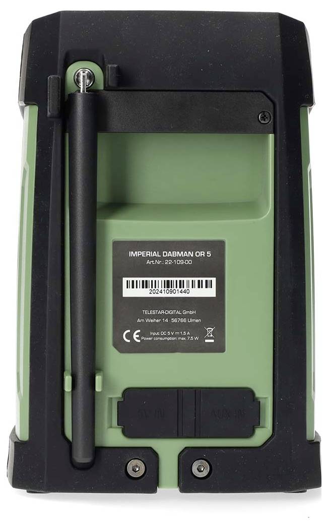 Torch in green and black with serial number and manufacturer details on the reverse side.