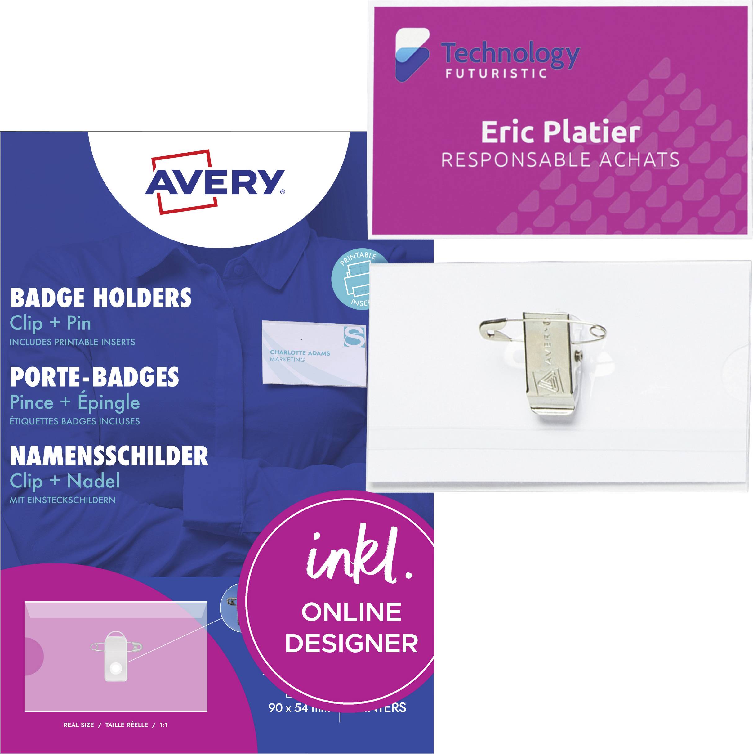 Avery-Zweckform 4820 Name badge (W x H) 90 mm x 54 mm 50 pc(s)