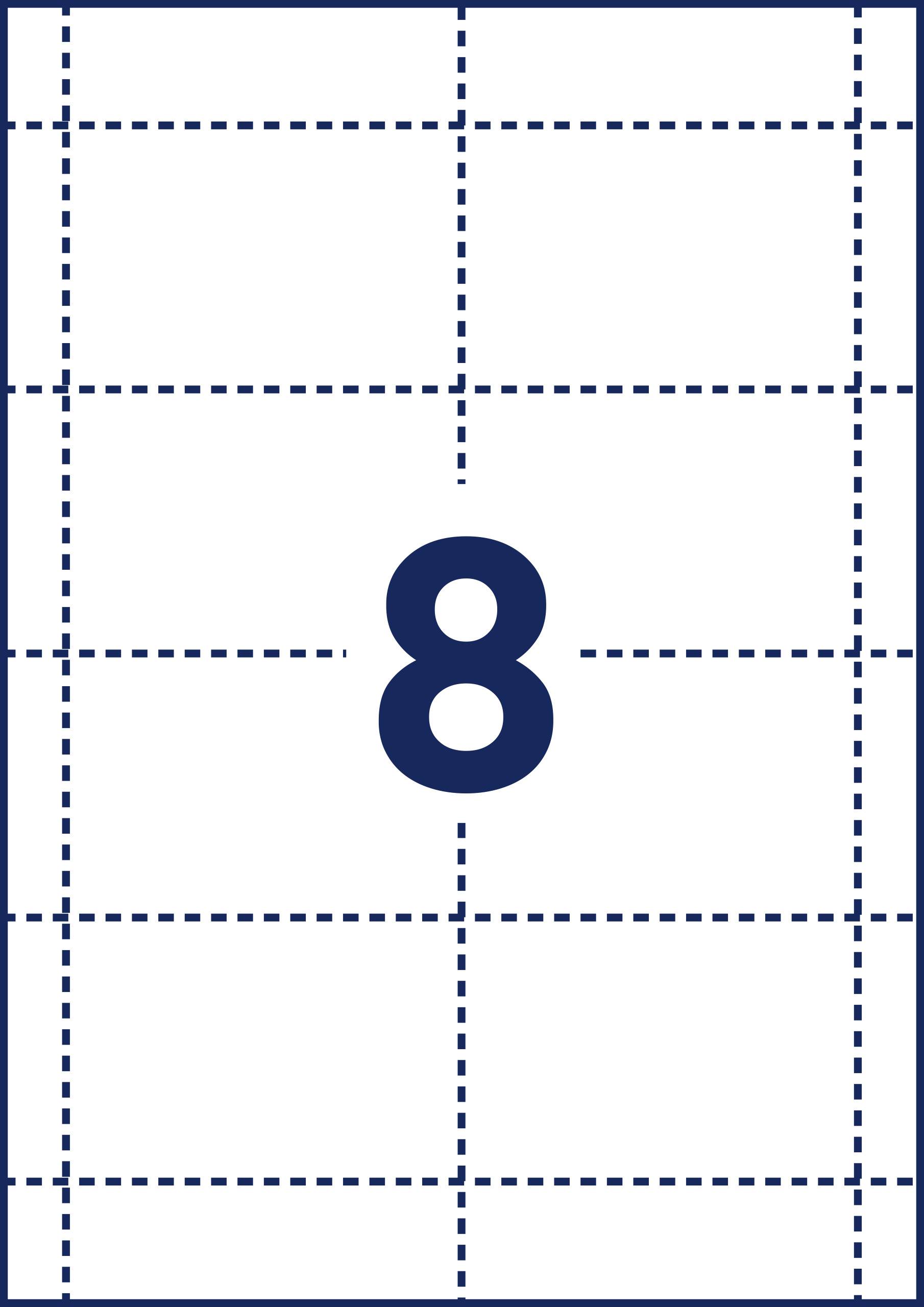 'Playing card with the number 8 in the centre, surrounded by a grid pattern.'