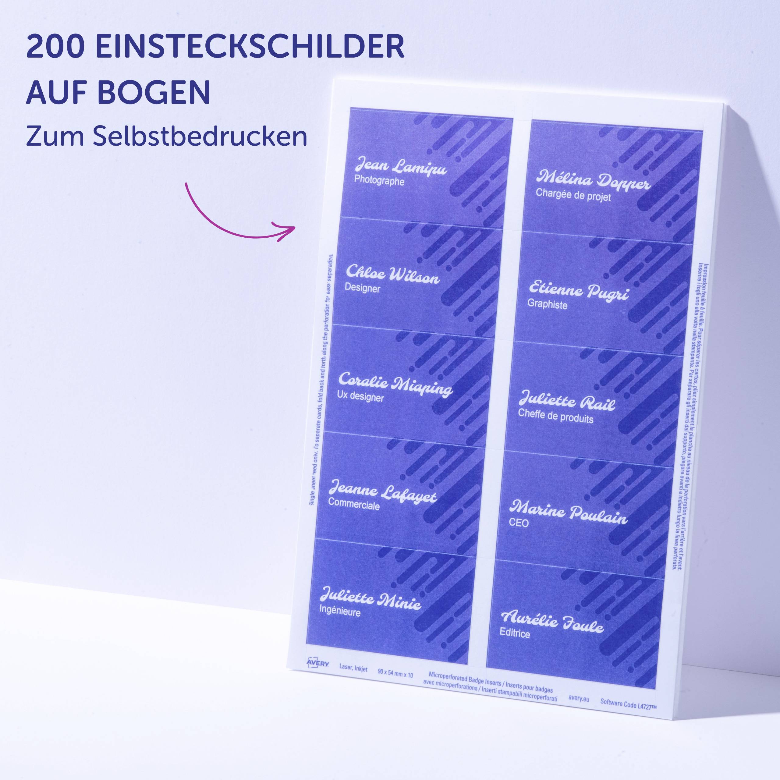 Avery-Zweckform L4727-20 Name badge insert 90 mm x 54 mm White-6