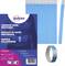 Packaging Reverse of Avery Tear-Resistant Entry Wristbands. Details in Multiple Languages: Blue, TYVEK, 500 Pieces.