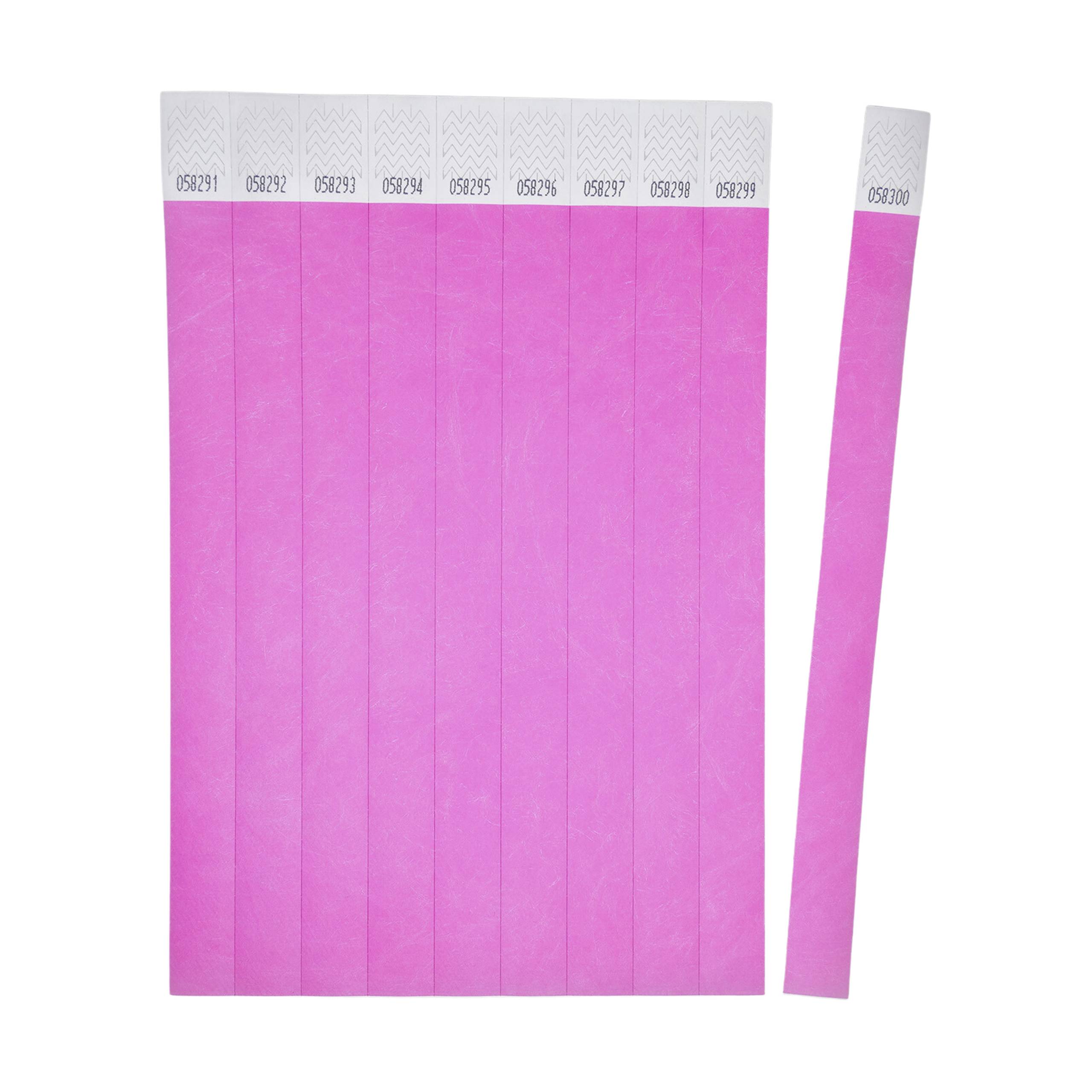 Ten pink test strips side by side with serial numbers '05291' to '05300', one is detached and positioned separately.