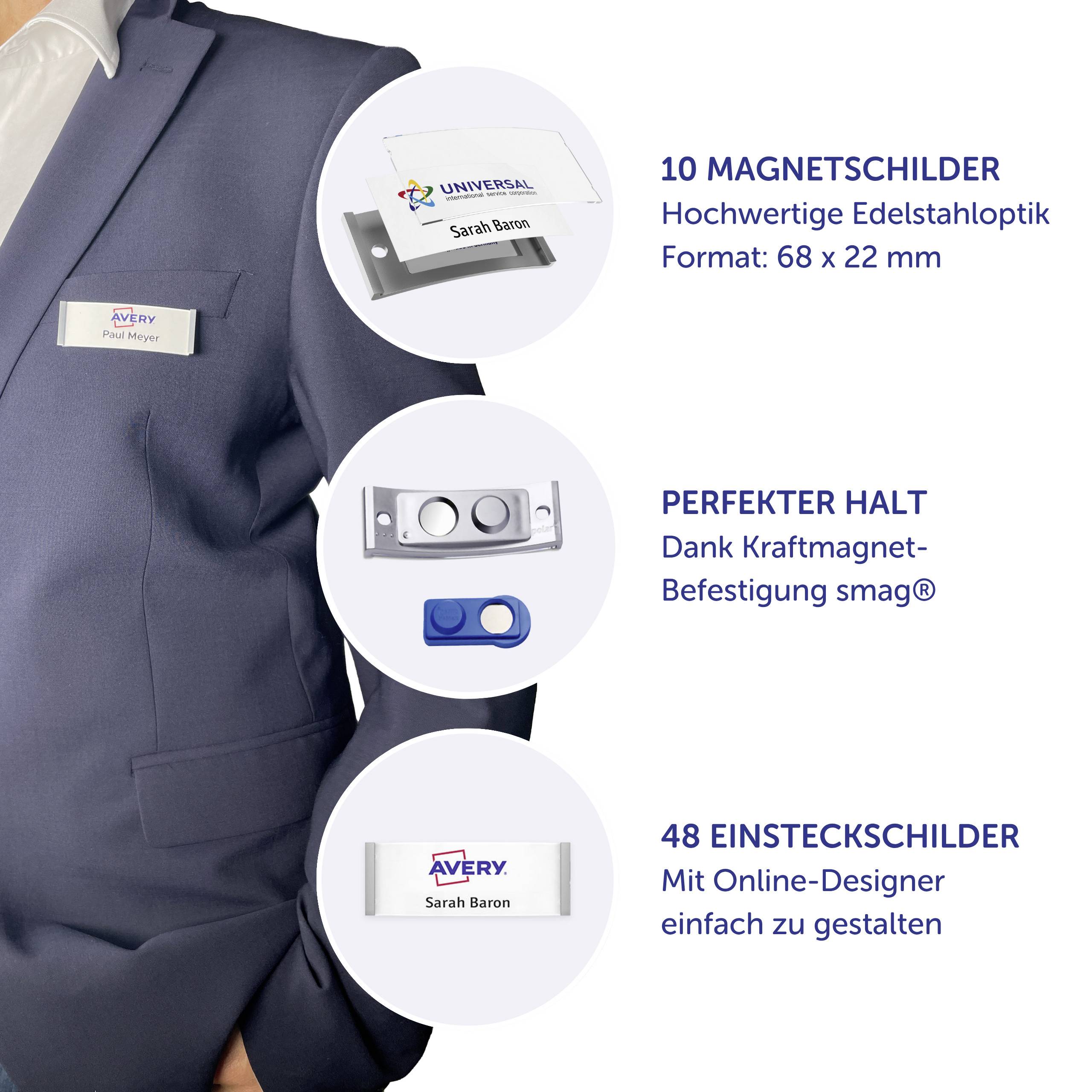 Avery-Zweckform POL20MA66-10DR Name badge (W x H) 68 mm x 22 mm 10 pc(s)-6