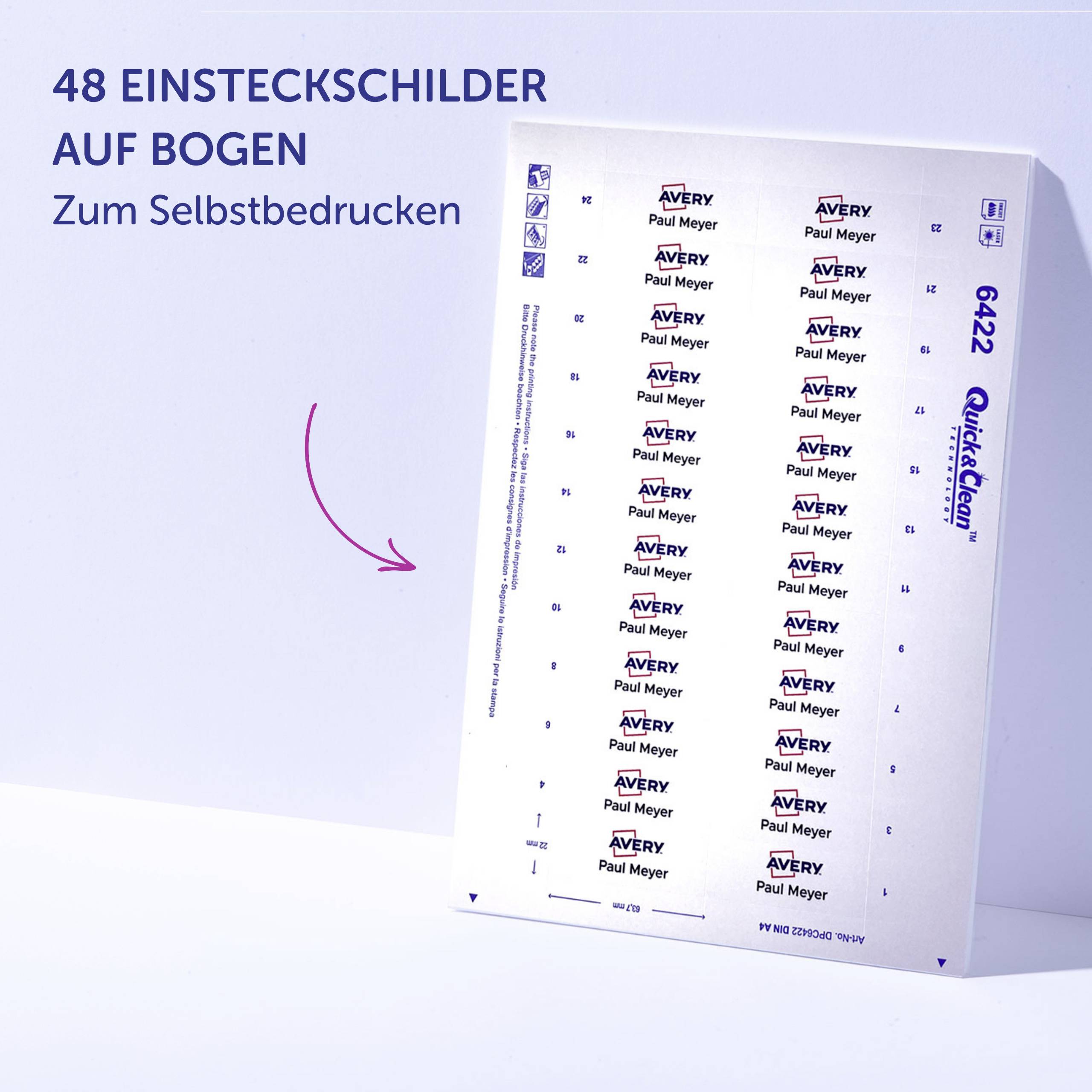 Avery-Zweckform POL20MA66-10DR Name badge (W x H) 68 mm x 22 mm 10 pc(s)-10