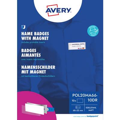 Avery-Zweckform POL20MA66-10DR Name badge (W x H) 68 mm x 22 mm 10 pc(s)