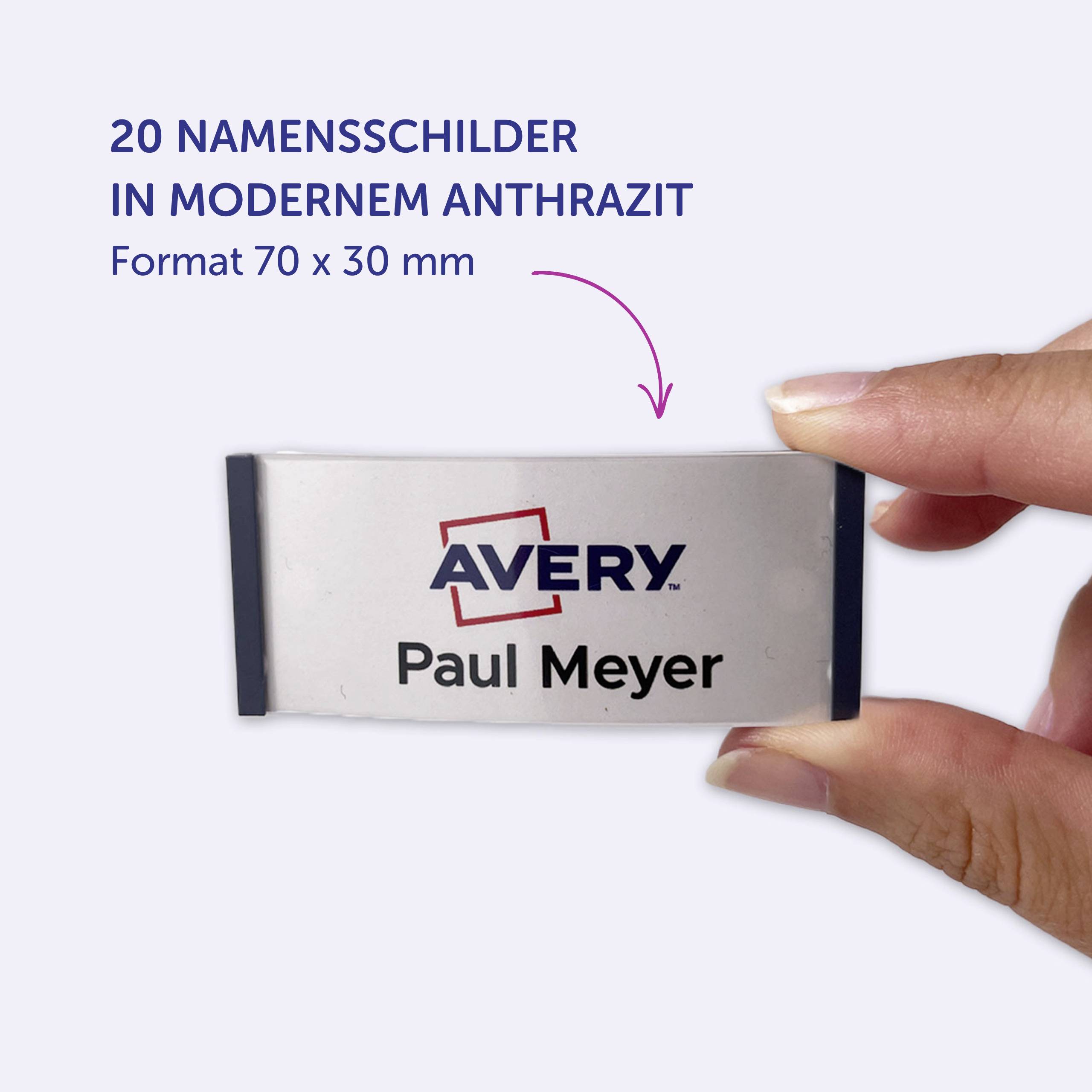 Avery-Zweckform POL30MA02-20DR Name badge (W x H) 70 mm x 30 mm 20 pc(s)-8