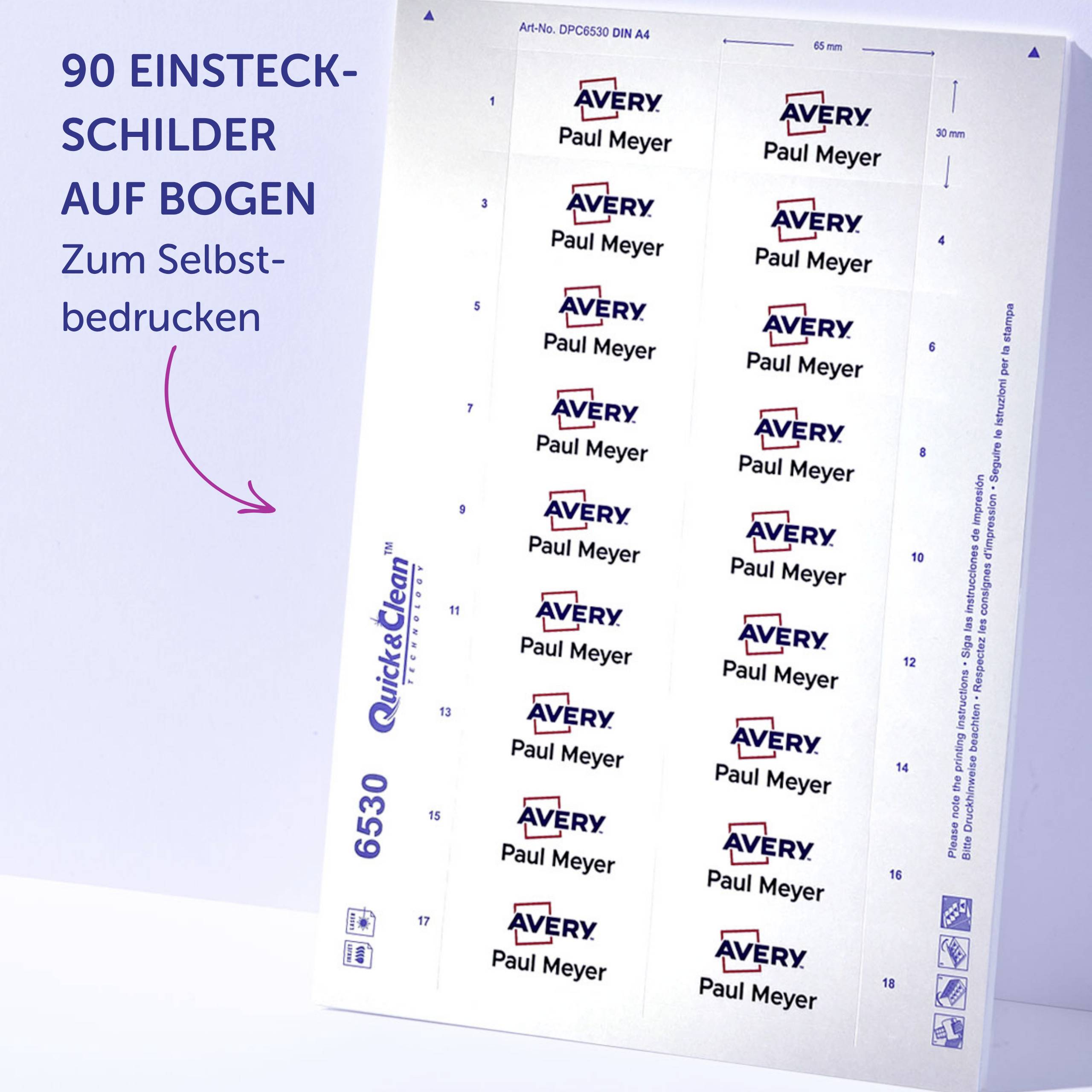 Avery-Zweckform POL30MA02-20DR Name badge (W x H) 70 mm x 30 mm 20 pc(s)-10