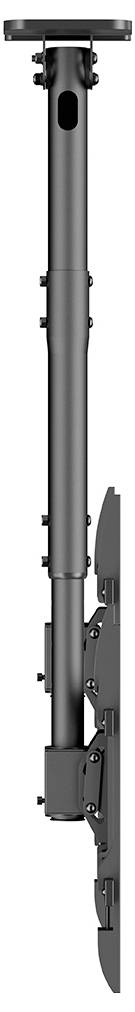 'Adjustable black metal bracket, likely designed for mounting a television or monitor to the ceiling.'