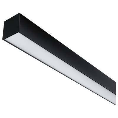 A modern, black ceiling light in a rectangular shape with a white cover, suitable for minimalist interiors.