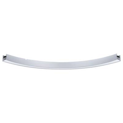 A curved piece of metal that may be part of a structural or decorative device.