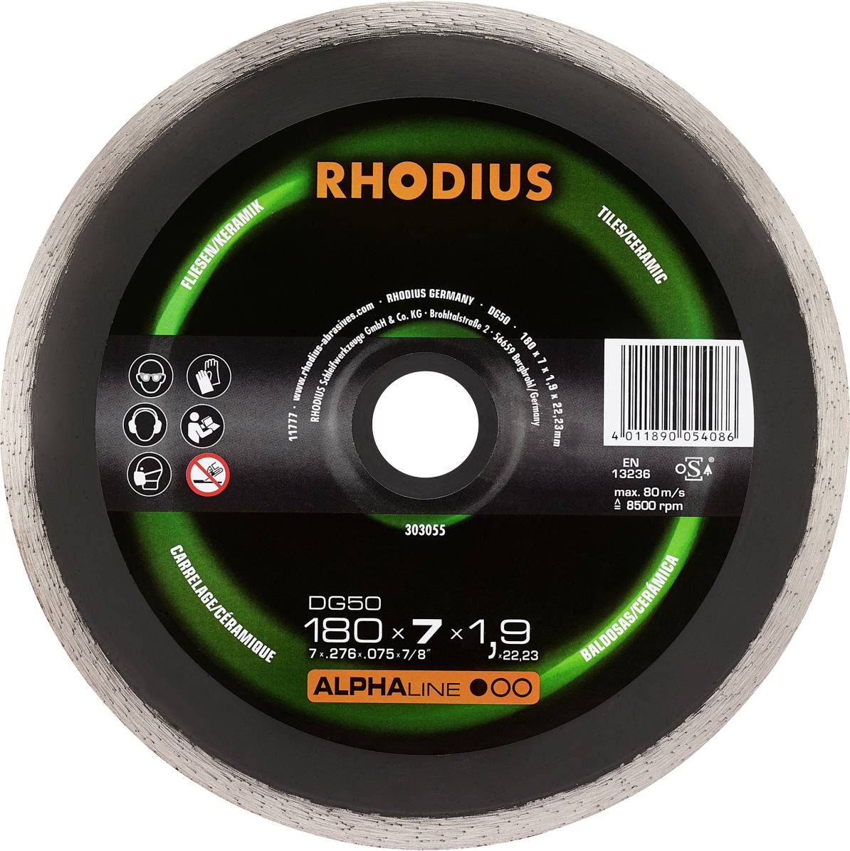 Rhodius 303055 Diamond cutting disc 180 mm 1 pc(s) Tiles, Ceramic
