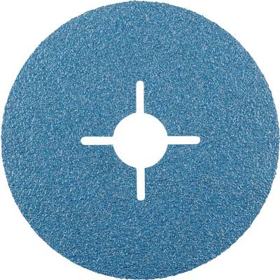 An oval, blue sanding pad with a cross-shaped cut in the centre.