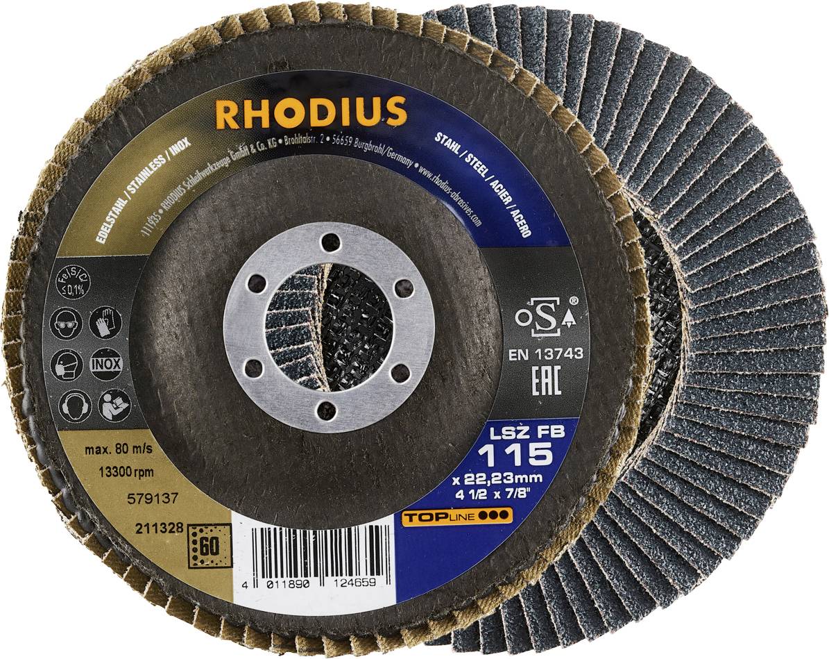Rhodius 211328 Flap disc Diameter 115 mm Bore diameter 22.23 mm Stainless steel, Steel 1 pc(s)