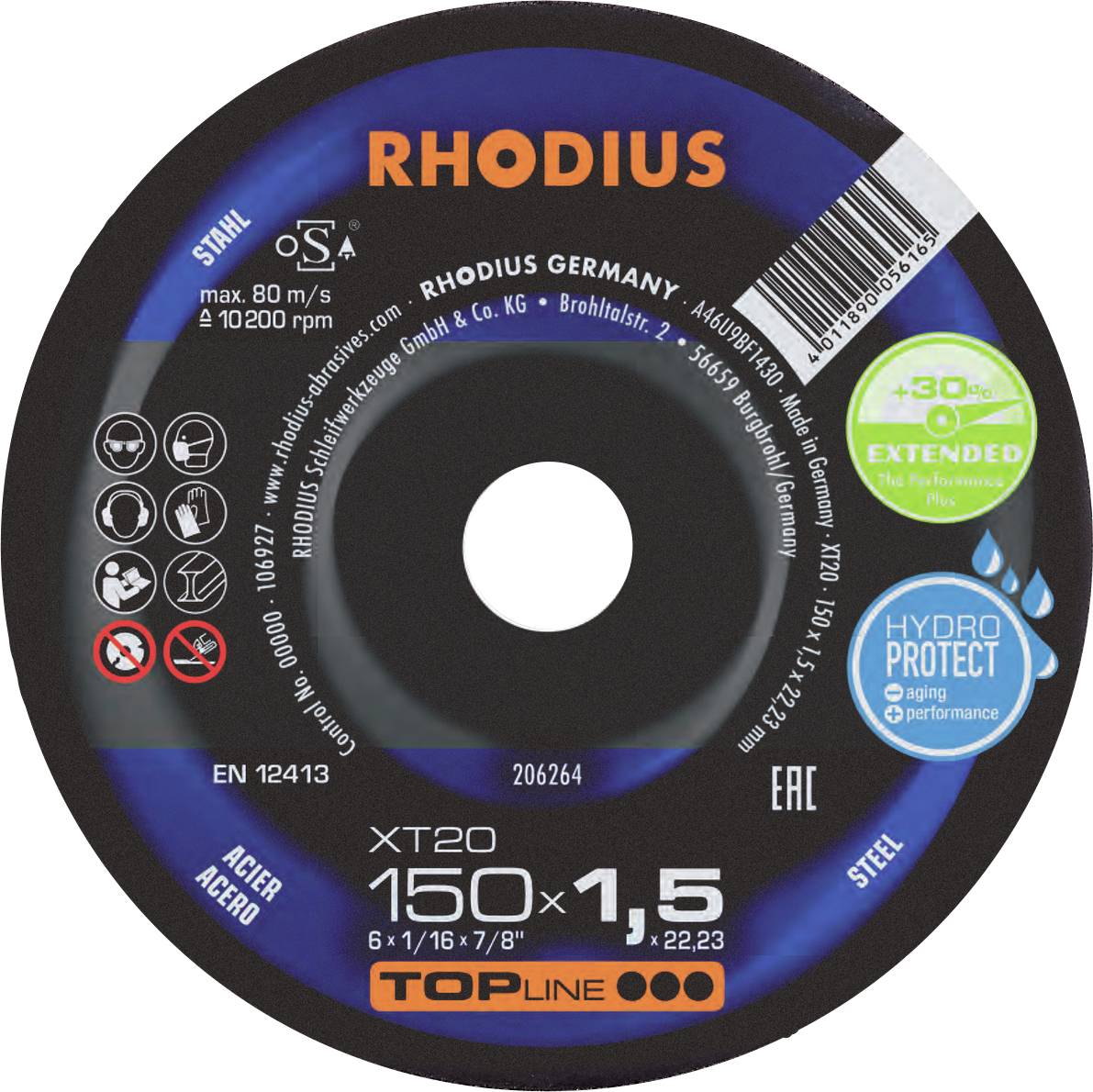 Rhodius 206264 Cutting disc (straight) 150 mm 1 pc(s) Steel