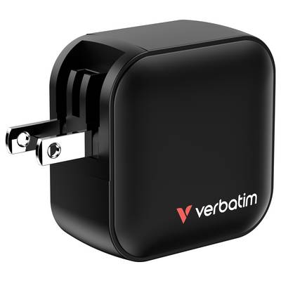 Black Verbatim USB charger with fold-out plug contacts.