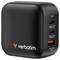 Black Verbatim charger with three USB ports. Two USB-C ports and one USB-A port are visible.