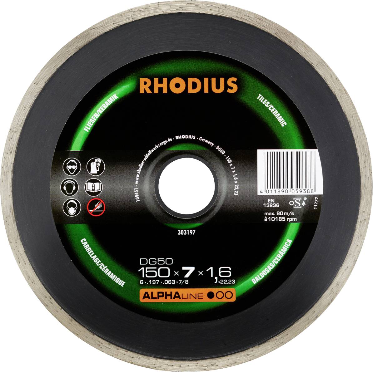 Rhodius 303197 Diamond cutting disc 150 mm 1 pc(s) Tiles, Ceramic