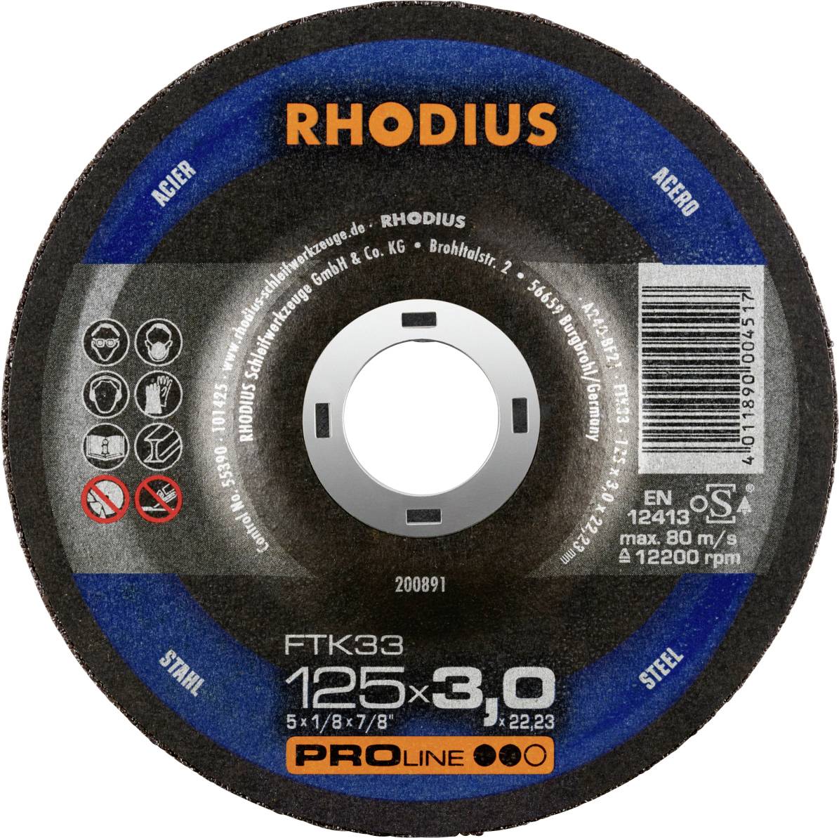 Rhodius 200891 Cutting disc (off-set) 125 mm 1 pc(s) Steel