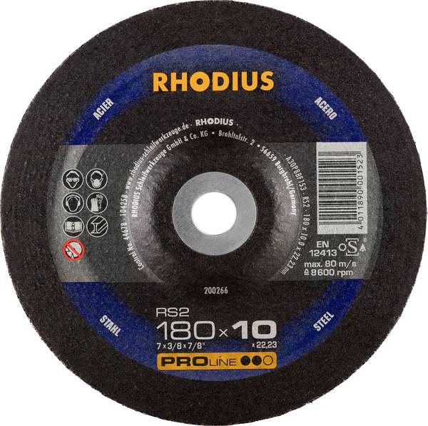 Rhodius 200266  Grinding disc Diameter 180 mm Bore diameter 22.23 mm Steel 1 pc(s)