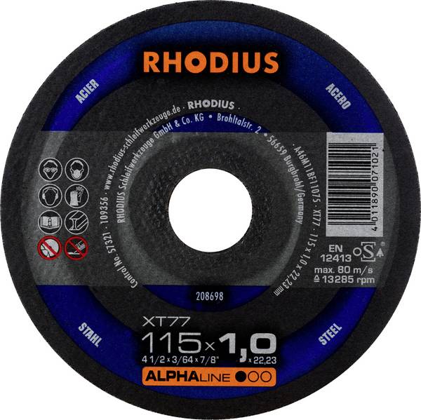 Rhodius  208698 Cutting disc (straight) 115 mm 1 pc(s) Steel