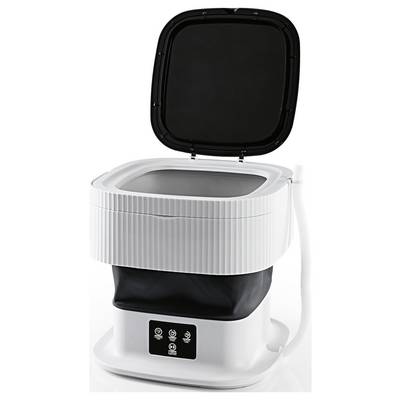 Portable Mini Washing Machine with Open Lid, White Design, Control Panel on the Front, Suitable for Compact Spaces.