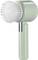 Electric cleaning brush with a green handle and white bristles in profile view.