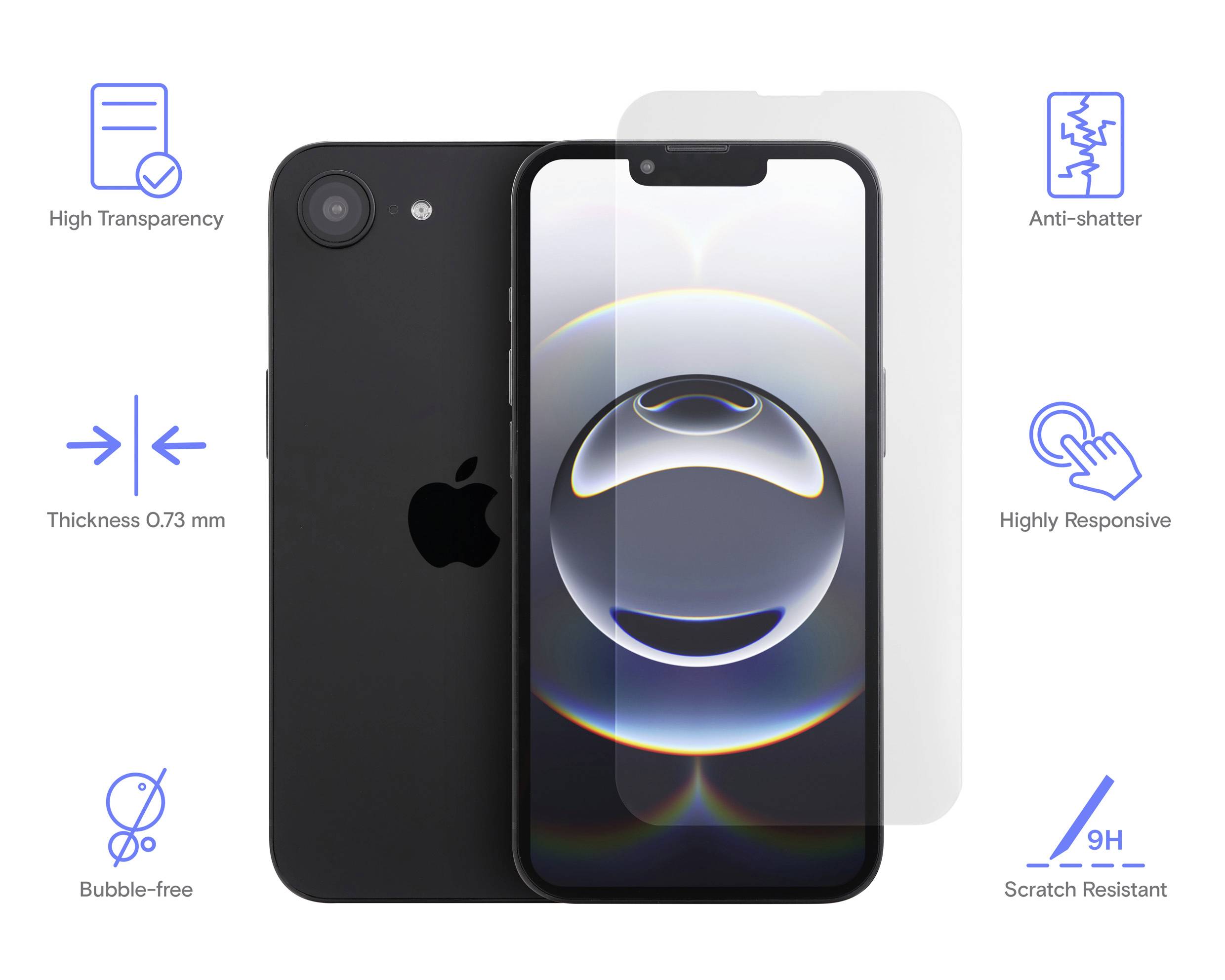 Renkforce Glass screen protector Apple iPhone 16e 1 pc(s) Anti-fingerprint RF-6788306-3