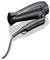 A black Severin hairdryer with a removable nozzle attachment and ergonomic handle, viewed from above on a white background.