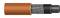 Cross-section of an insulated cable: Orange outer sheath, underneath wire braid, inner black layer, central conductor.