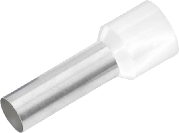 A white, cylindrical splice connector with a tapered end, used for securely joining cables in electrical installations.