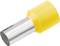 A yellow cable end sleeve with a metallic tube end for crimping cables.