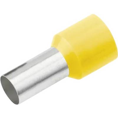Metal sleeve with yellow plastic insulation, used as a cable end sleeve in electrical applications.