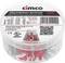 CIMCO wire end ferrules assortment container labeled 400 pieces, with size chart, barcode, QR code, and visible red ferrules inside.