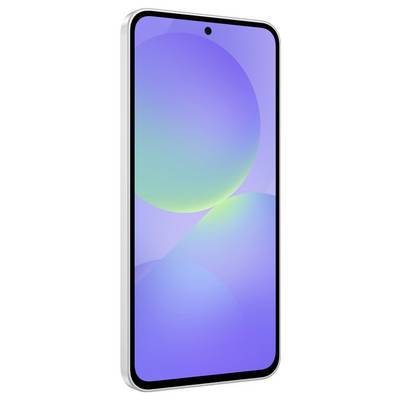 Smartphone with a stylish, bezel-less display. The screen shows an abstract, bluish-green pattern.