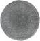 Grey, round, plush rug with a soft surface, suitable for living areas or bathrooms.