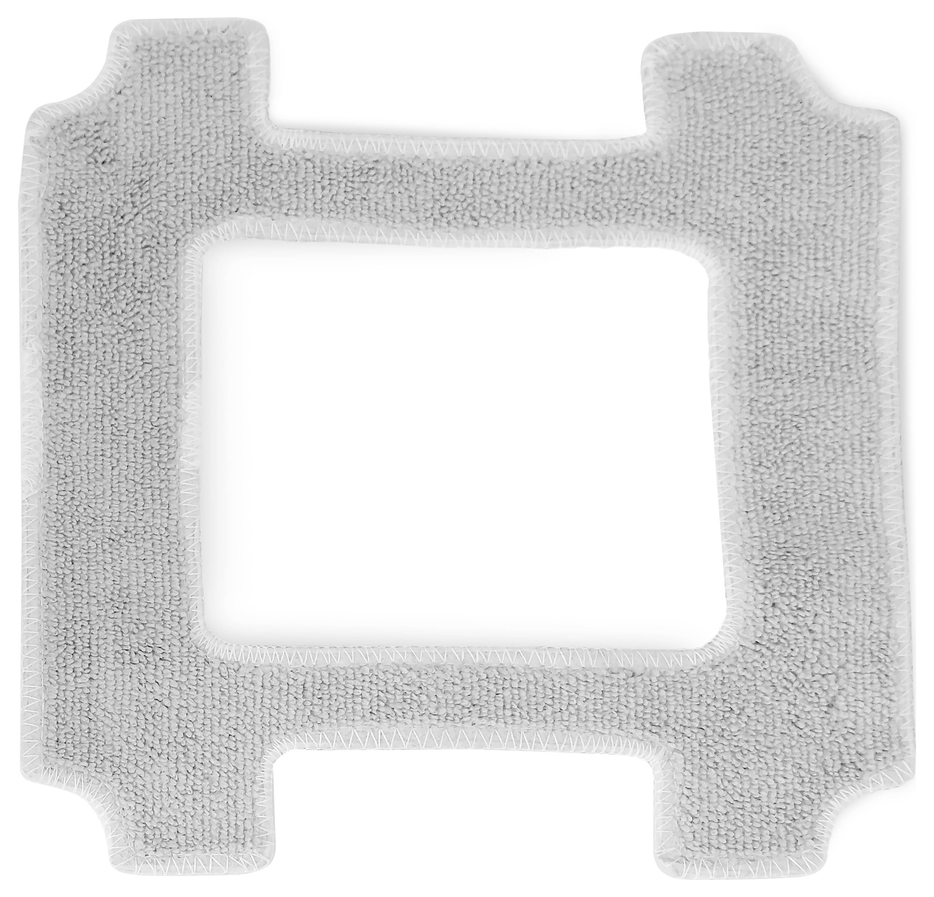 Grey, square cleaning cloth with a cutout in the middle, suitable for a cleaning device.