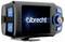 Black DAB radio with a screen, displaying 'albrecht'. It has blue buttons on the side for volume and mode changing.