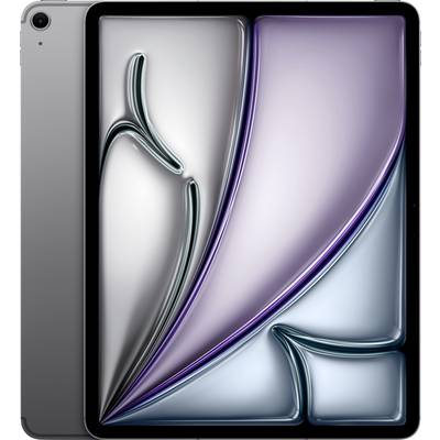 A tablet with an abstract, multi-coloured background on the screen. Device has a sleek, modern form.