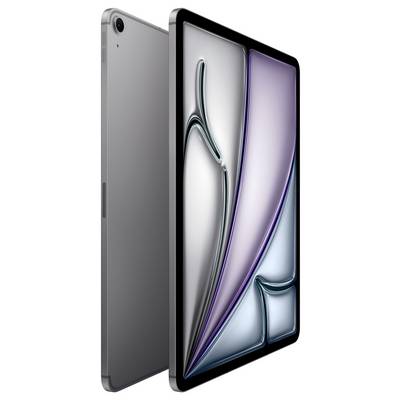 Tablet with a large display in a modern metallic finish, displaying abstract artwork on the screen.