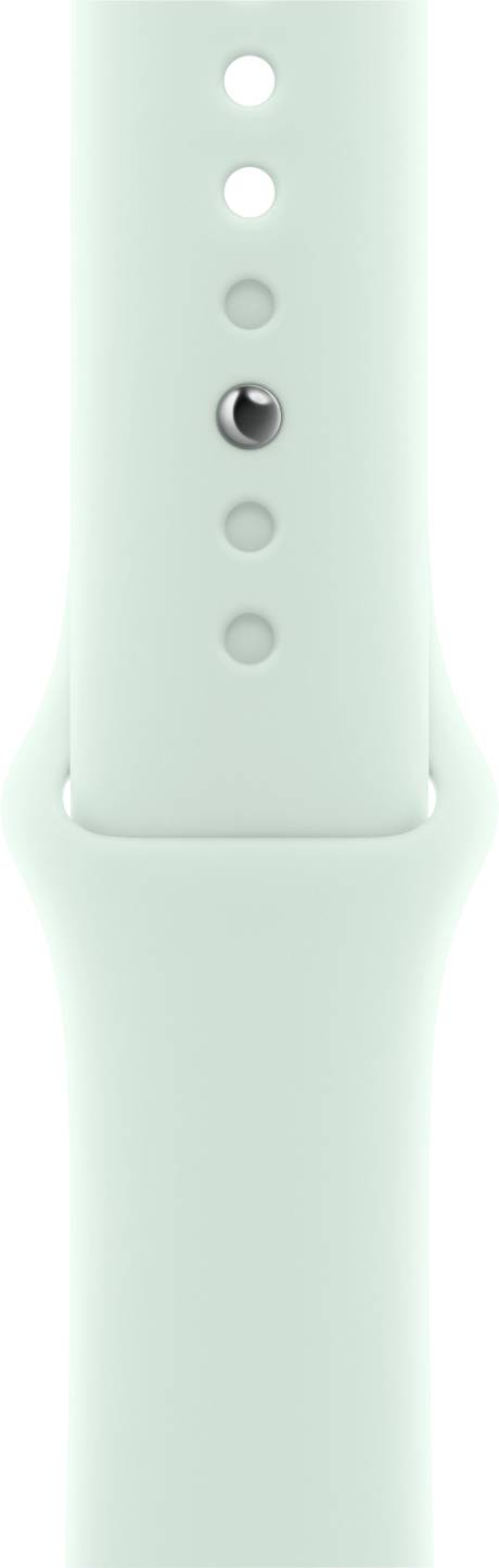 Pastel-coloured watch strap in a light green shade with multiple size adjustment settings.