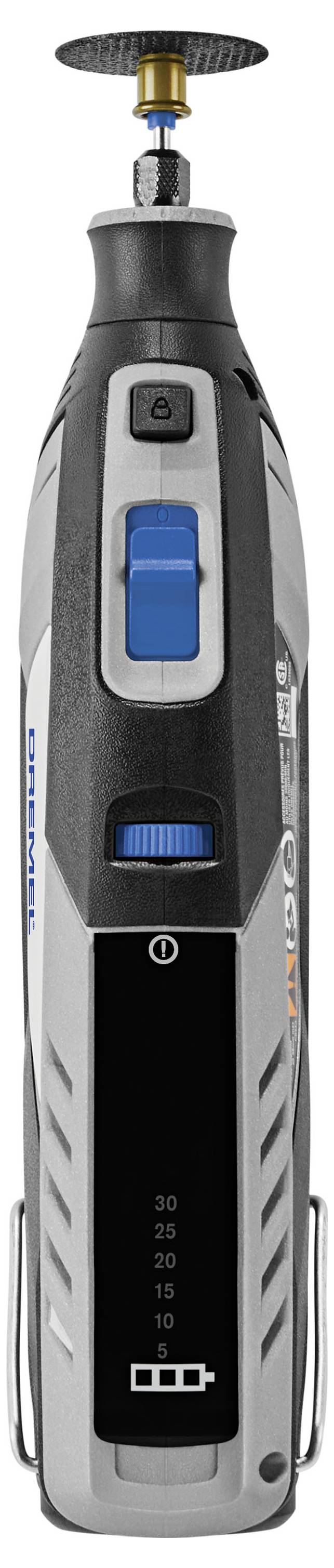 Grey multi-functional tool with blue switch, suitable for grinding, cutting and engraving, with various speed levels.