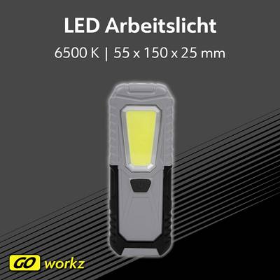 LED work light with 6500 K, dimensions: 55 x 150 x 25 mm, from the brand 'GO workz'.