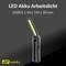 'LED Rechargeable Work Light' with specifications: 6500 Kelvin, Dimensions 40 x 165 x 30 mm. Below that, the 'GO workz' logo.