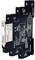 A black, slim switch base with white CE markings and technical information on the surface, containing terminal screws.